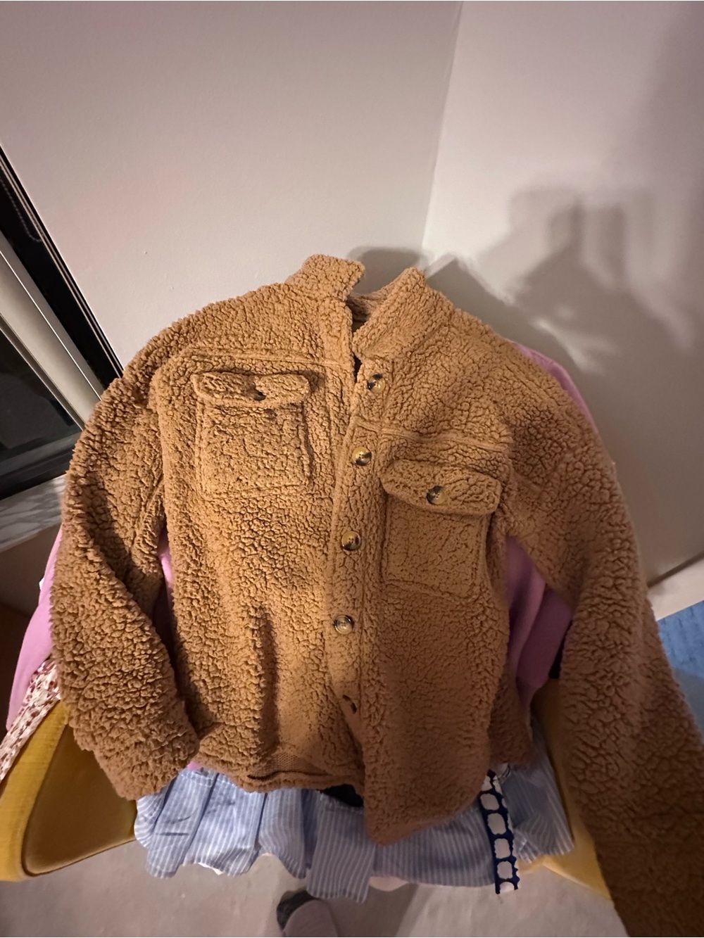 Cozy Teddy Sherpa Shacket in Camel
